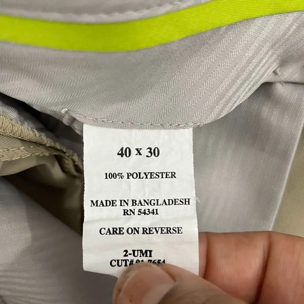 Louis Raphael Golf Pants Men 40x30 Tan Flat Front Performance Dress‎ Slacks